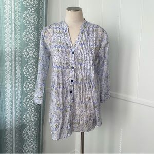 Rock Flower Paper top blouse button long sleeve medium floral